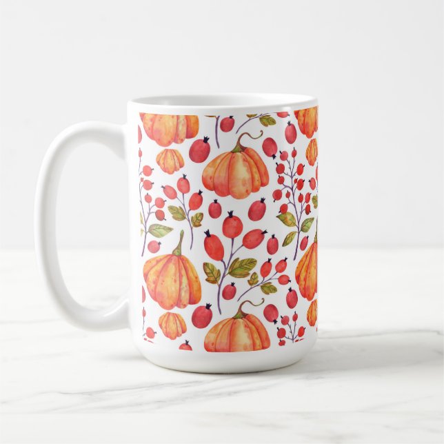 CANECA DE CAFÉ BOMBAS DE LARANJA E BURACOS VERMELHOS (Esquerda)