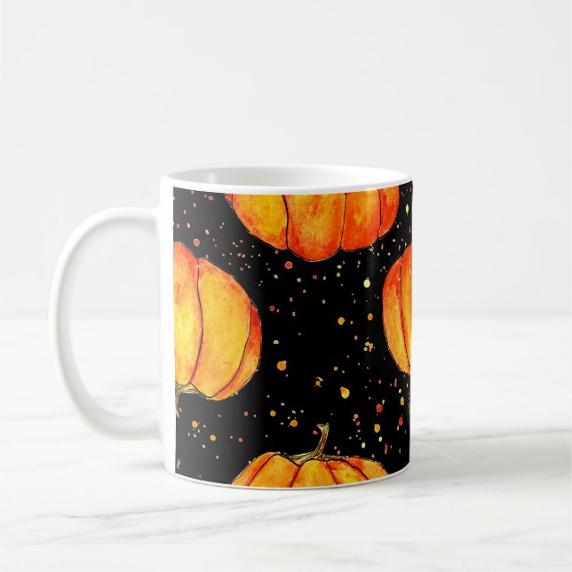 Caneca De Café Bombas de outono de aquarela, impressão de Hallowe (Esquerda)