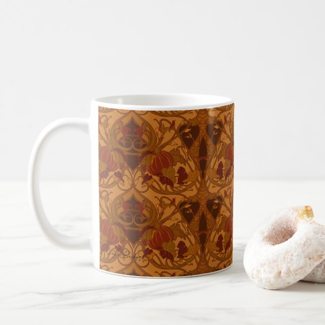 Caneca De Café Bombas de outono e Vinhas (Com Donut)