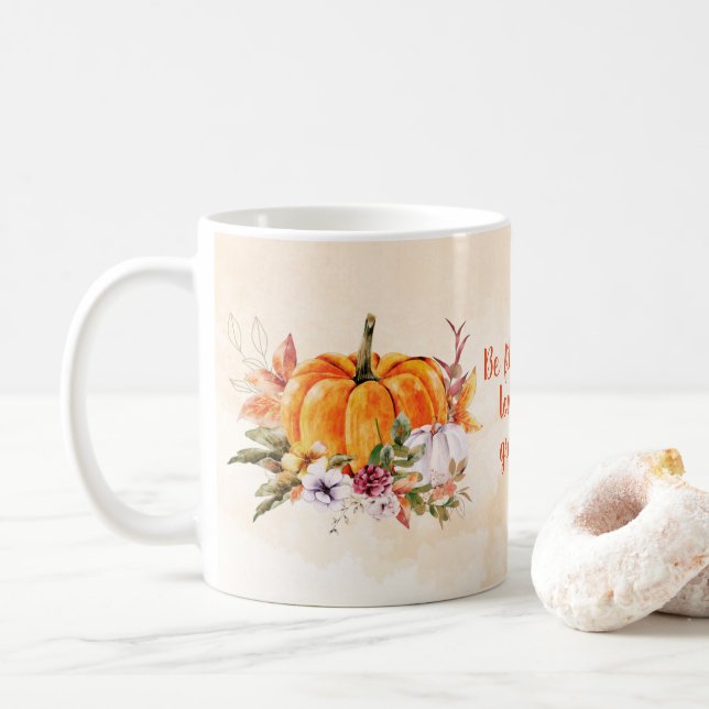 Caneca De Café Bombas E Flores De Ação De Graças (Com Donut)