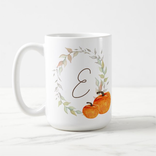 Caneca De Café Bombas e Folhas de outono monogramadas (Esquerda)