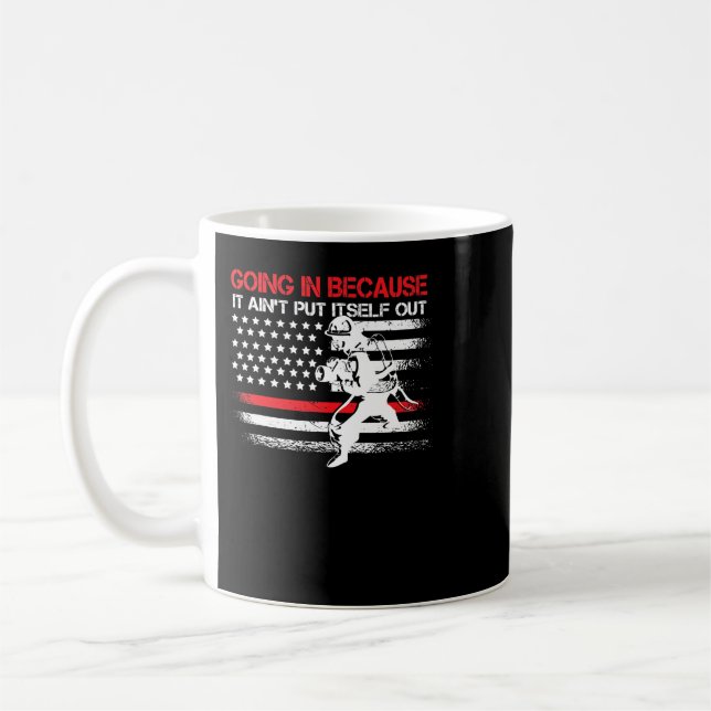 Caneca De Café Bombeiro Americano Flag Thin Red Line (Esquerda)