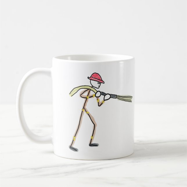 Caneca De Café Bombeiro Stickman (Esquerda)