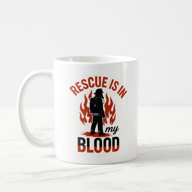 Caneca De Café Bombeiro Único ou Bombeiro de Vermelho e Preto (Esquerda)