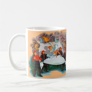 Caneca De Café Bombeiros da década de 1940 salvam bonito dama