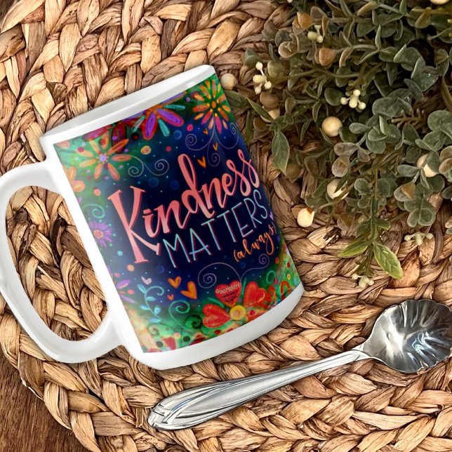 Caneca De Café Bondade Importa Inspirivência Floral Divertida Xíc (Criador carregado)