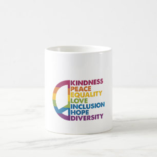 Caneca De Café Bondade Paz Igualdade Amor Inclusão Esperança Dive