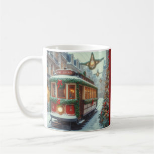 Caneca De Café Bonde de Natal Antigo na Cidade Nevada
