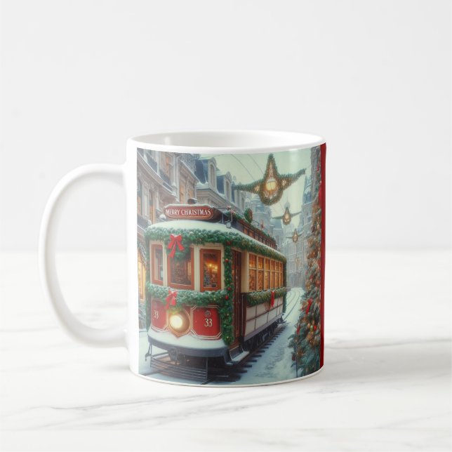 Caneca De Café Bonde de Natal Antigo na Cidade Nevada (Esquerda)