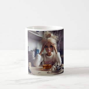 Caneca De Café Boneca Angustiada Meme Fumando e Bebendo Geração