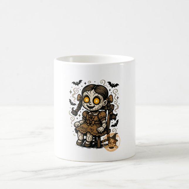 Caneca De Café Boneca Assombrada - Cartoon de Halloween (Centro)