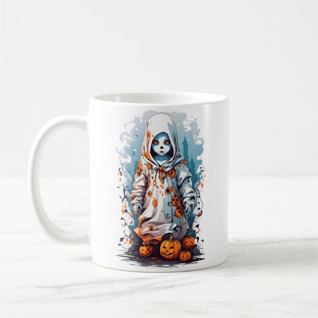 Caneca De Café Boneca Assombrada e Fantasmagórica de Halloween (Esquerda)