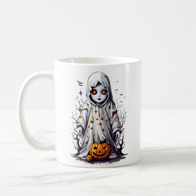 Caneca De Café Boneca Assustadora de Halloween Assombrada e Sinis (Esquerda)