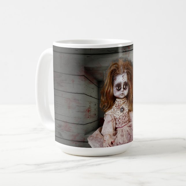 Caneca De Café Boneca assustadora do SlipperyJoe (Frente Esquerda)
