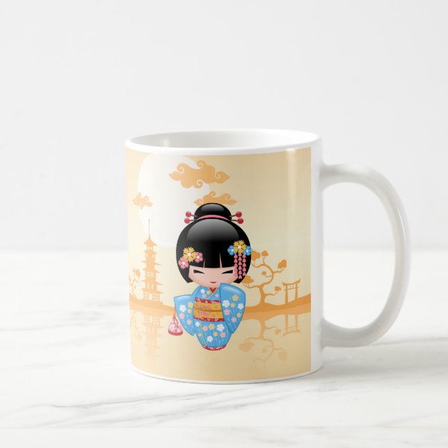 Caneca De Café Boneca de Maiko Kokeshi - menina de gueixa (Direita)