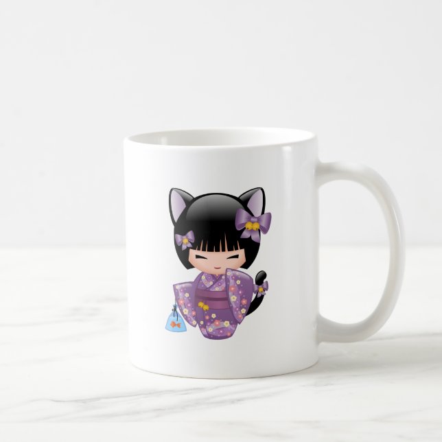 Caneca De Café Boneca de Neko Kokeshi - menina de gueixa das (Direita)