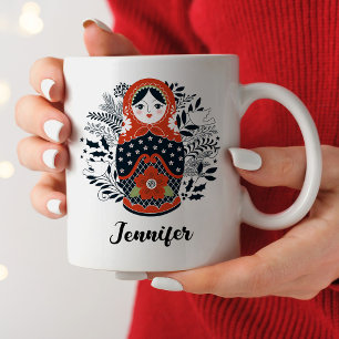 Caneca De Café Boneca de nidificação de Matryoshka personalizad