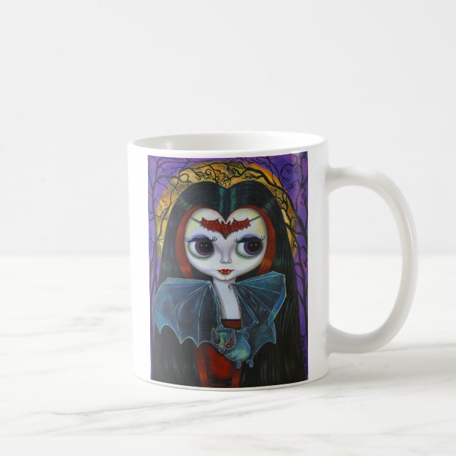 Caneca De Café Boneca de Vampiro Bonita com Bat Mug (Direita)