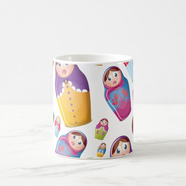 Caneca De Café Boneca Matryoshka - Padrão de Bonecas Aninhadas Ru (Centro)