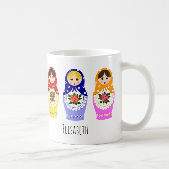 Caneca De Café Bonecas do matryoshka do russo (Direita)