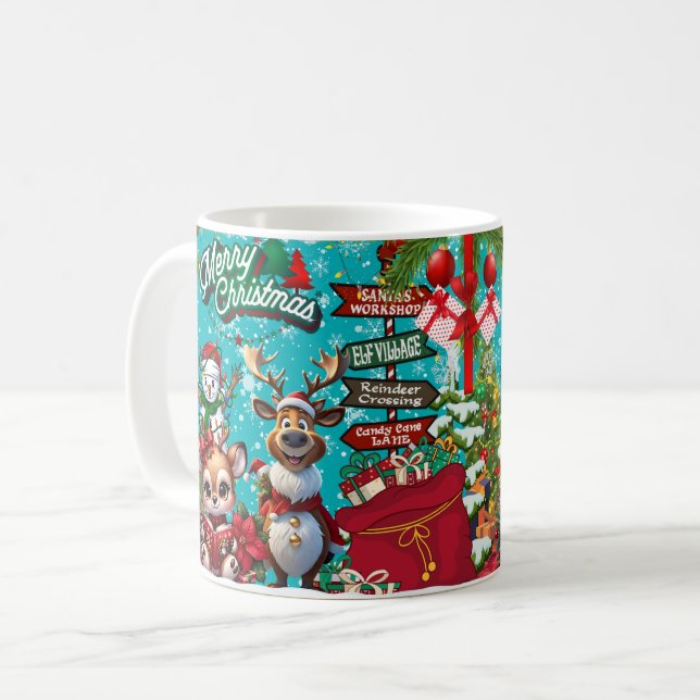 Caneca De Café boneco de neve, alegre (Frente Esquerda)