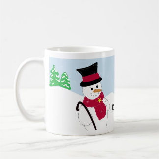 Caneca De Café Boneco de Neve Alegre com Dito