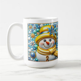 Caneca De Café Boneco de Neve Amarelo 3D de Natal