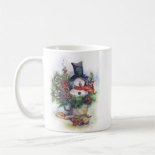 Caneca De Café Boneco de neve aquarela árvore de Natal Ano Novo i