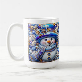 Caneca De Café Boneco de Neve Azul 3D Natal