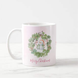 Caneca De Café Boneco de Neve Caprichoso Com Coroa de Natal