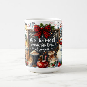 Caneca De Café Boneco de Neve com Letreiro de Lousa e Decoração A
