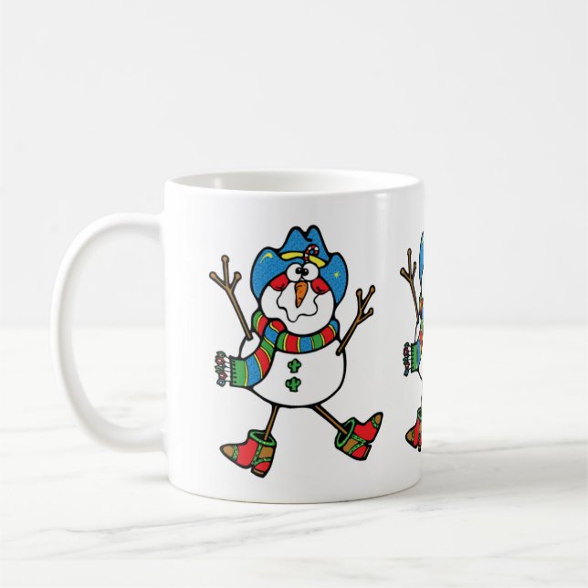 Caneca De Café Boneco de Neve Cowboy do Natal Ocidental Com Chapé (Esquerda)