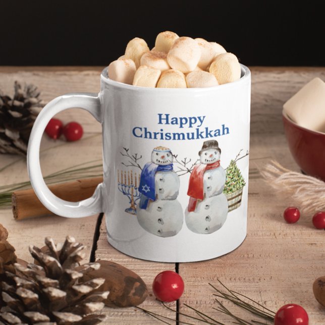 Caneca De Café Boneco de neve de Hanukkah Natal Chrismukkah   (Criador carregado)