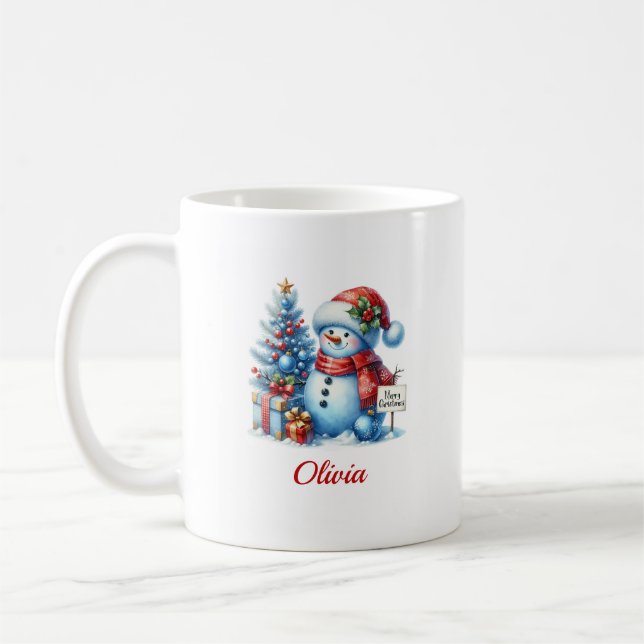 Caneca De Café Boneco de Neve de Natal (Esquerda)