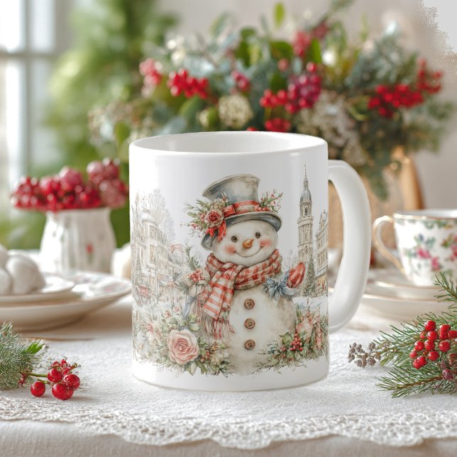 Caneca De Café boneco de neve de Natal (Criador carregado)