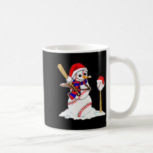 Caneca De Café Boneco de Neve de Natal de Beisebol Jogando Beiseb
