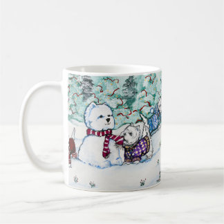 Caneca De Café Boneco de neve de Terrier branco de montanhas