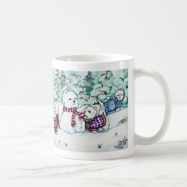 Caneca De Café Boneco de neve de Terrier branco de montanhas (Direita)