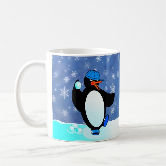 Caneca De Café Boneco de neve decapitado! Pinguim impertinente! (Esquerda)