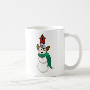 Caneca De Café Boneco de neve do vaqueiro com Birdhouse