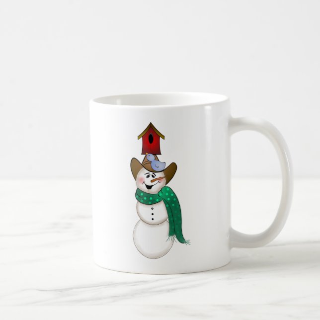 Caneca De Café Boneco de neve do vaqueiro com Birdhouse (Direita)