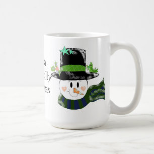 Caneca De Café Boneco de Neve em um Chapéu Preto Alto