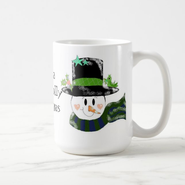 Caneca De Café Boneco de Neve em um Chapéu Preto Alto (Direita)