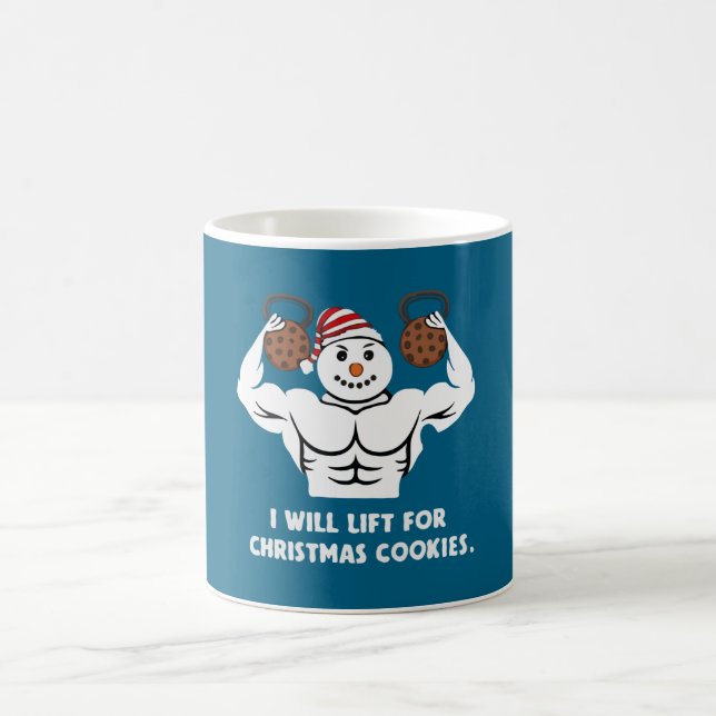Caneca De Café Boneco de Neve Engraçado Levantando Peso Natal Aca (Centro)