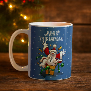 Caneca De Café Boneco de Neve Engraçado Surpresa de Natal Alegre