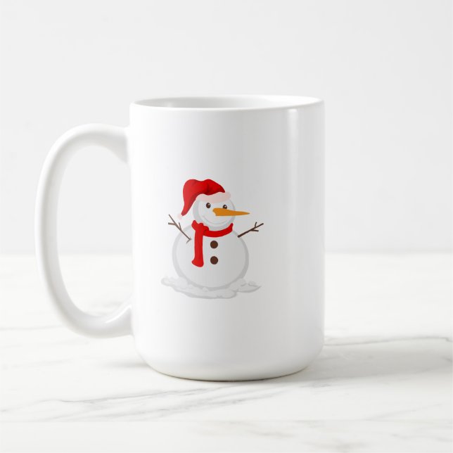 Caneca De Café Boneco de Neve Feliz com um Chapéu de Papai Noel (Esquerda)
