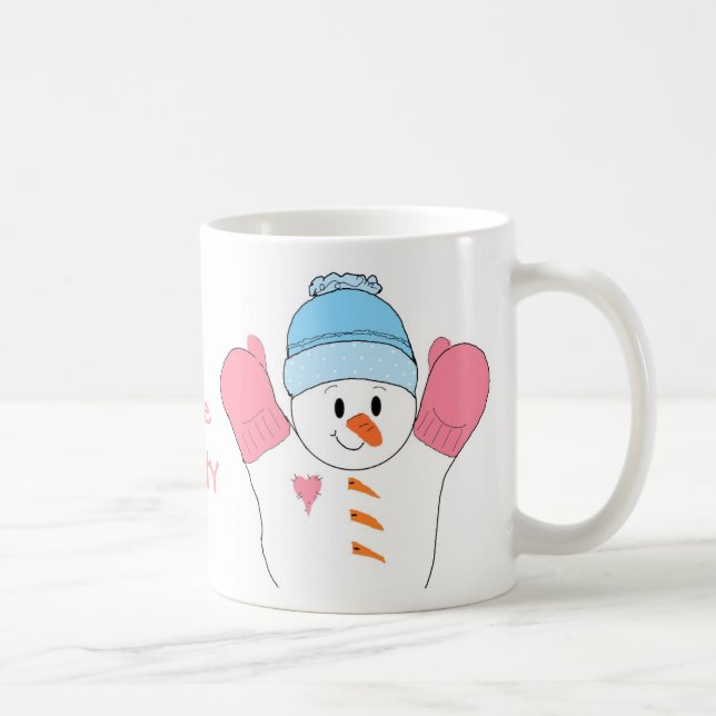 Caneca De Café Boneco de Neve Frosty de Rosa (Direita)