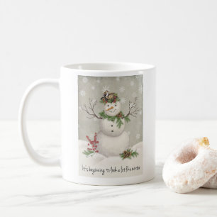 Caneca De Café boneco de neve moderno do wintergarden do vintage