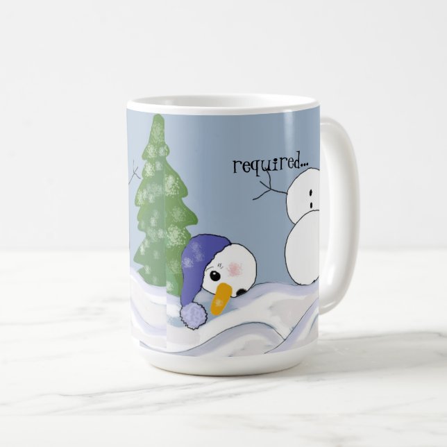 Caneca De Café Boneco de Neve Precisa de Ajuda Engraçado (Frente Esquerda)
