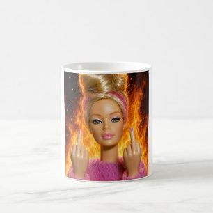 Caneca De Café Boneco do Dedo do Meio Meme Gráfico – Sarcástico D